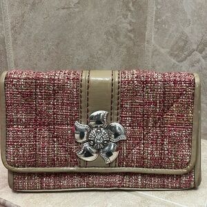 BRIGHTON JULIETTE Flowered TWEED Cell Case ORGANIZER Crossbody Shoulder Bag